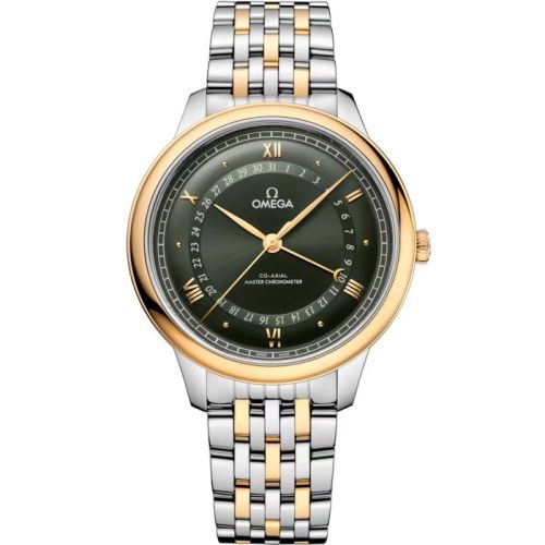 Omega De Ville Prestige Co-Axial Master Chronometer Pointer Date 42 Stainless Steel / Yellow Gold / Green Sunburst / Bracelet